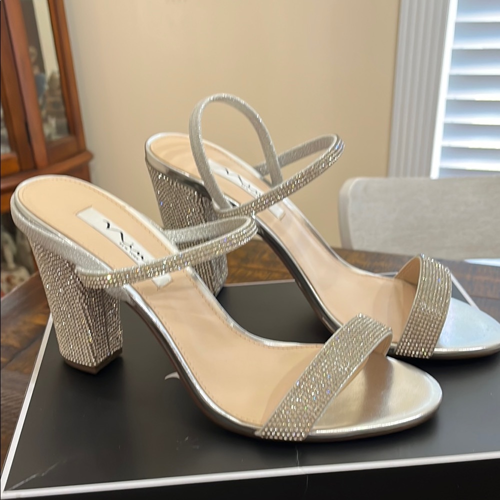 Elegant Silver Strappy Heels